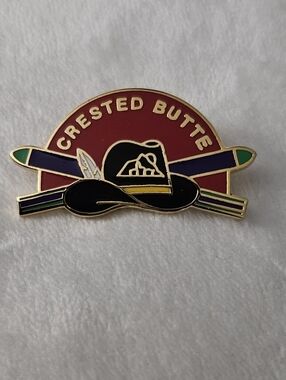 Crested Butte Enamel Pin - Black Hat Design Ski Resort